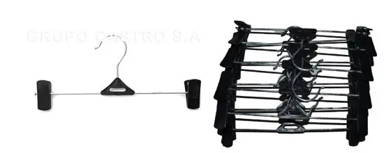 PERCHERO 2 PRENSAS PLASTICAS NEGRAS