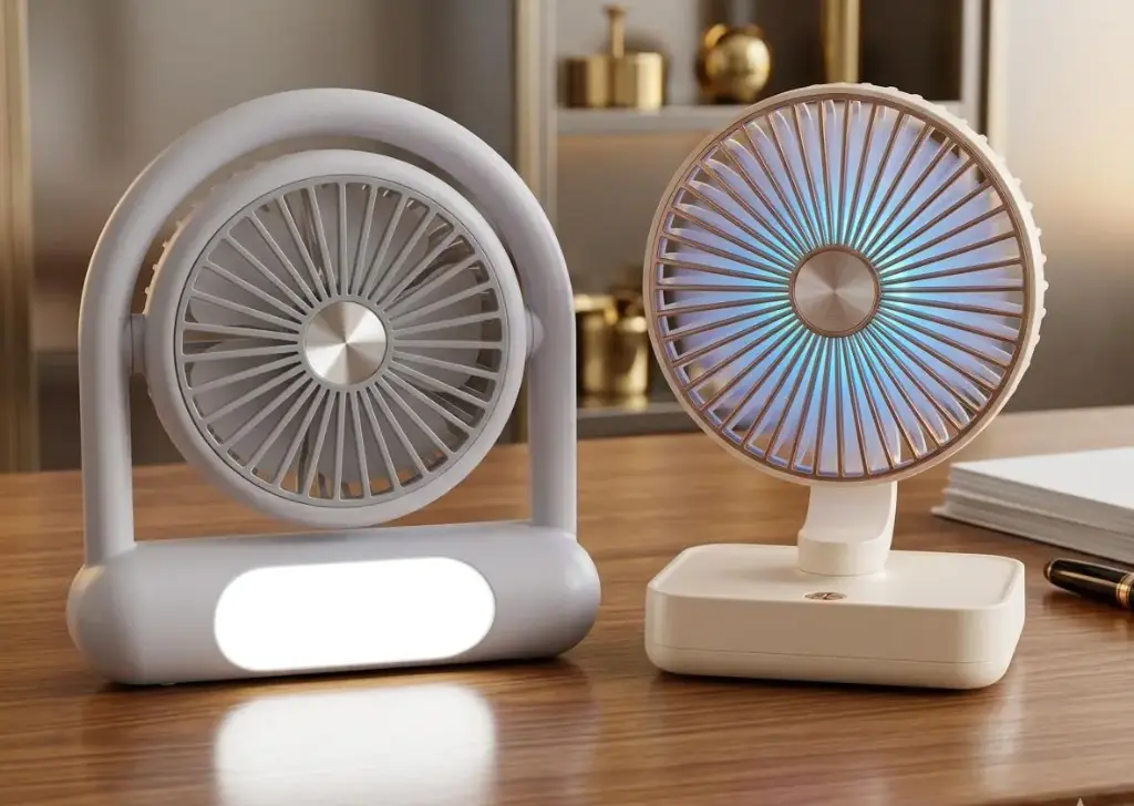 ABANICO RECARCABLE CON LUZ