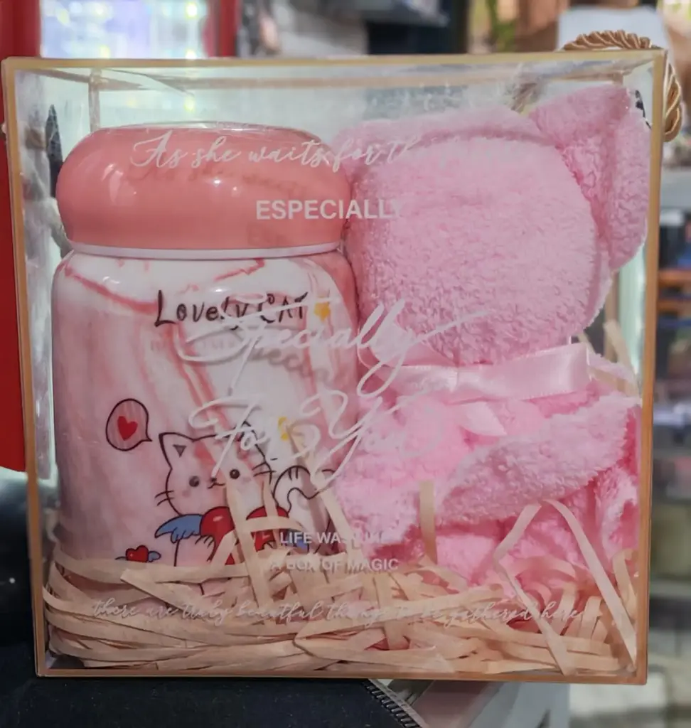 CAJITA DE PAÑO Y VASO