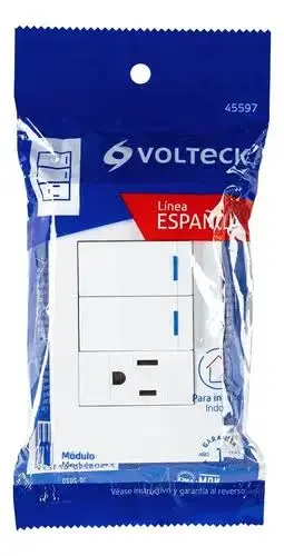 [7506240647744] APAGADOR PLACA DOBLE + TOMA BLANCO